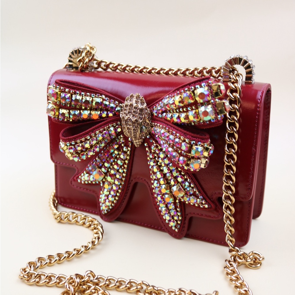 Kurt Geiger Red Crossbody Bag with Jewel Bow